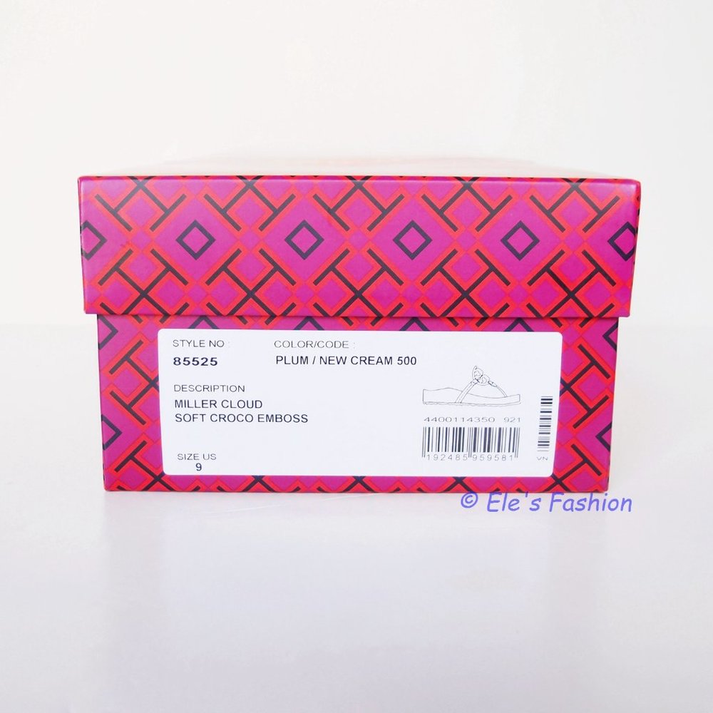 ❤️ NIB Tory Burch Miller Cloud Leather Sandal Cream PLUM US 7 7.5 8.5 9 9.5 AUTH - Picture 4 of 16